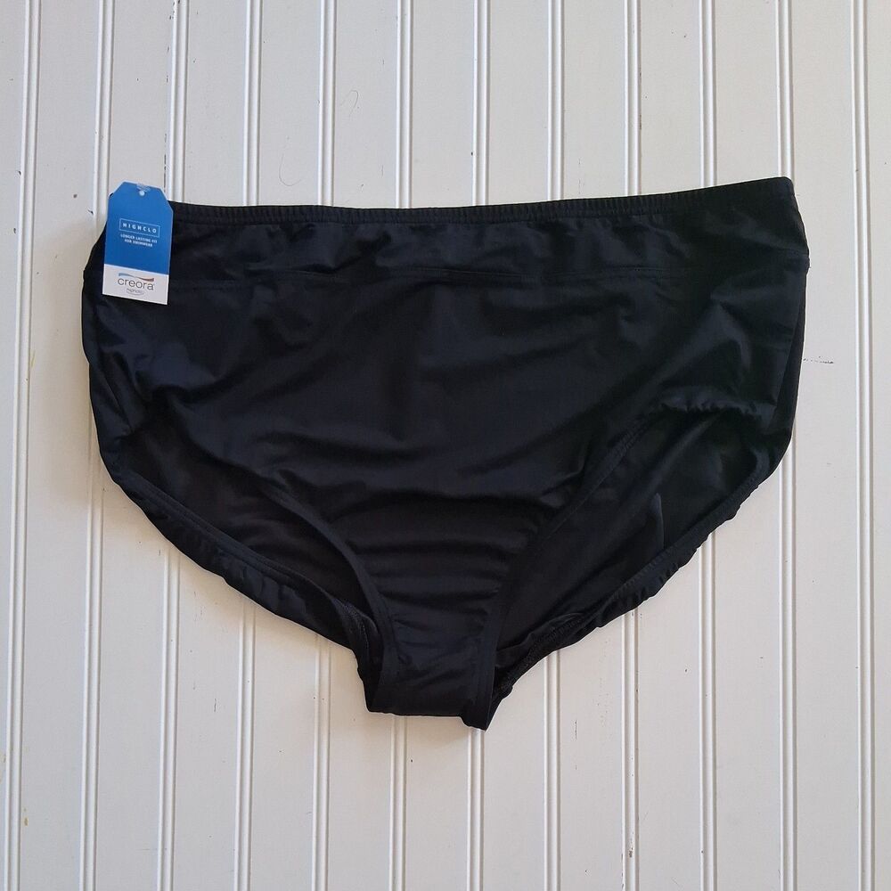 Lands' End 18W High Waist Swim Brief Bikini Bottom Solid Black NEW